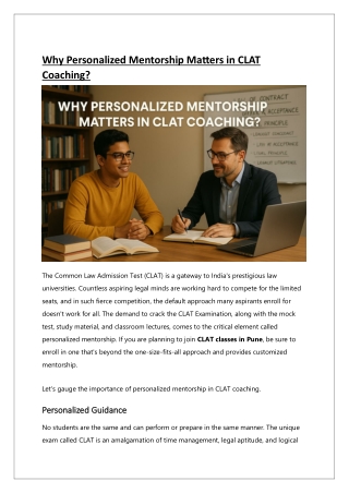 Why Personalized Mentorship Matters in CLAT Coaching?