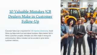 10 Valuable Mistakes JCB Dealers Make in Customer Follow-Up