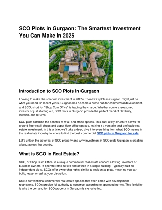 SCO Plots in Gurgaon_ The Smartest Investment You Can Make in 2025