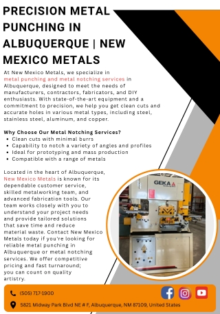 Precision Metal Punching in Albuquerque  New Mexico Metals