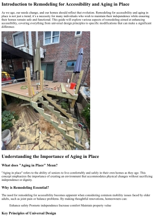 Remodeling for Accessibility and Aging in Place Made Easy