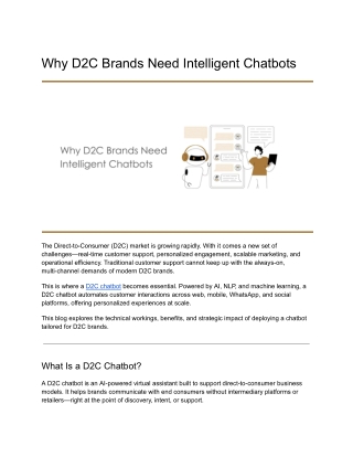 Why D2C Brands Need Intelligent Chatbots