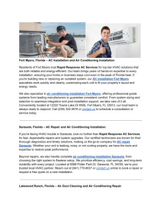 Rapid Response AC Services