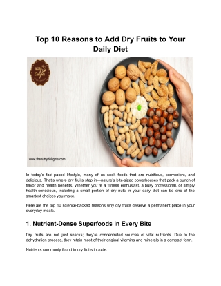 Top 10 Reasons to Add Dry Fruits to Your Daily Diet – Health Benefits Backed by