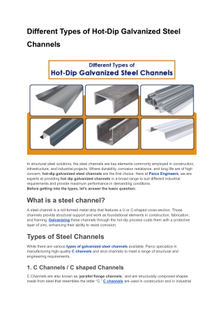 Different Types of Hot-Dip Galvanized Steel Channels (June)