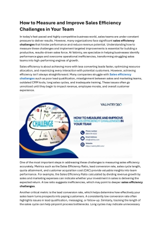 How to Measure and Improve Sales Efficiency Challenges in Your Team