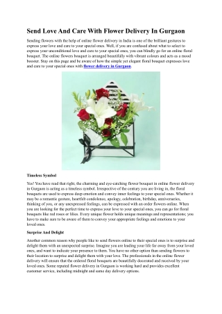 Send Love And Care With Flower Delivery In Gurgaon