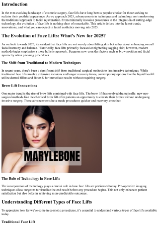 The Evolution of Face Lifts: What's New for 2025?