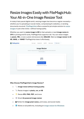 Resize Images Easily with FileMagicHub Your All-in-One Image Resizer Tool