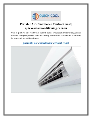 Portable Air Conditioner Central Coast quickcoolairconditioning.com.au