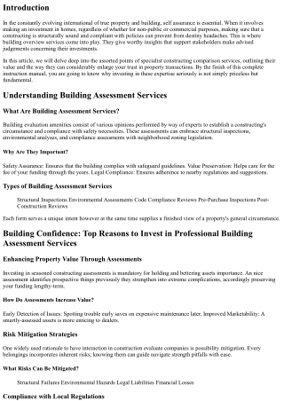 Building Confidence: Top Reasons to Invest in Professional Building Assessment S