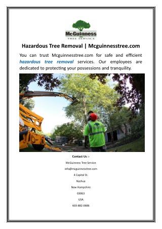 Hazardous Tree Removal | Mcguinnesstree.com