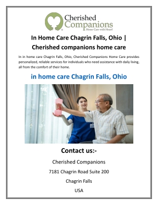 In Home Care Chagrin Falls