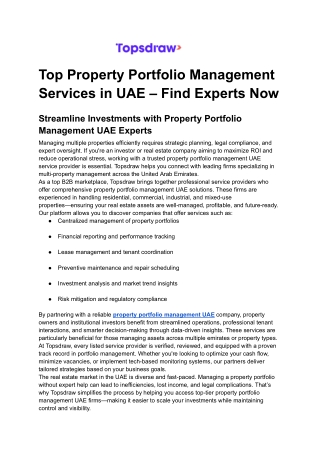 Top Property Portfolio Management Services in UAE – Find Experts Now