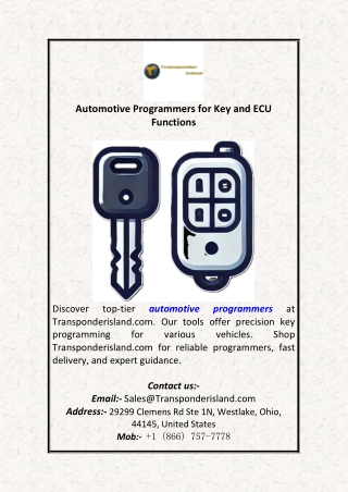 Automotive Programmers for Key and ECU Functions