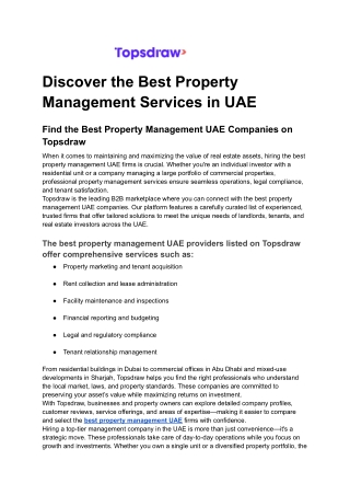 Discover the Best Property Management Services in UAE