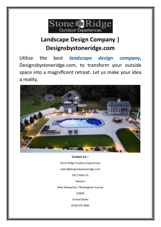 Landscape Design Company | Designsbystoneridge.com
