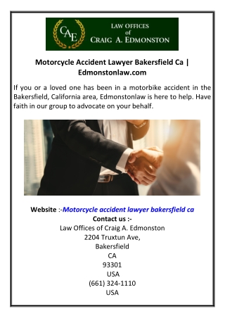 Motorcycle Accident Lawyer Bakersfield Ca  Edmonstonlawcom