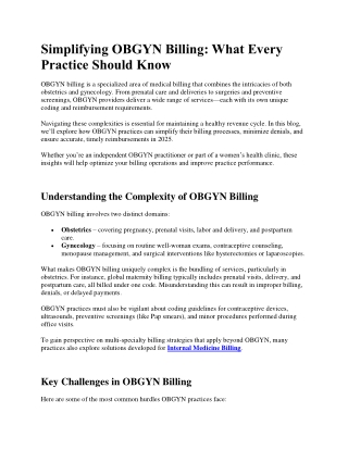 Simplifying OBGYN Billing