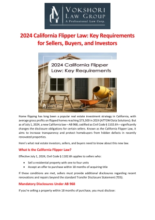 2024 California Flipper Law Key Requirements for Sellers, Buyers, and Investors