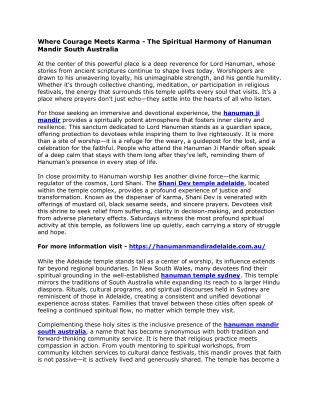 Where Courage Meets Karma - The Spiritual Harmony of Hanuman Mandir South Australia