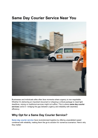Same Day Courier Service Near You
