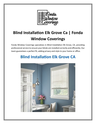 Blind Installation Elk Grove Ca