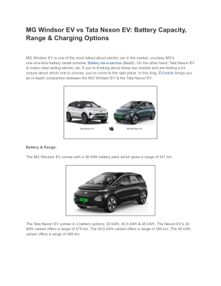MG Windsor EV vs Tata Nexon EV_ Battery Capacity, Range & Charging Options