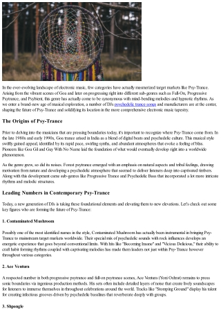 Psy-Trance DJs Who Are Shaping the Future of Electronic Music