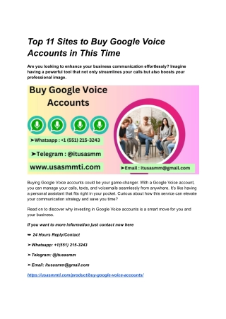 Top 11 Sites to Buy Google Voice Accounts in This Time