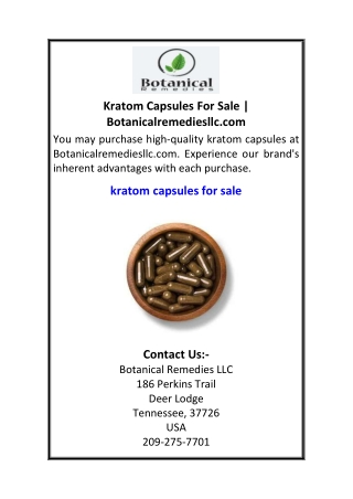 Kratom Capsules For Sale | Botanicalremediesllc.com