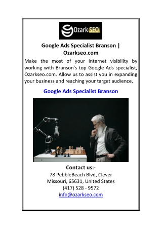 Google Ads Specialist Branson | Ozarkseo.com