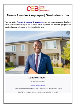 Terrain à vendre à Yopougon| Oe-ebusiness.com