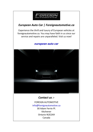 European Auto Car Foreignautomotive.ca