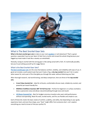 What Is The Best Snorkel Gear Sets