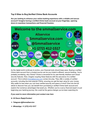 Top 9 Sites to Buy,Verified Chime Bank Accounts