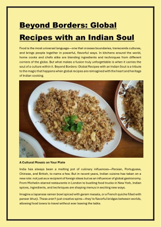 Beyond Borders Global Recipes with an Indian Soul
