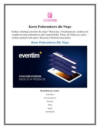 Karta Podarunkowe dla Niego
