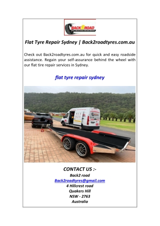 Flat Tyre Repair Sydney  Back2roadtyres.com.au