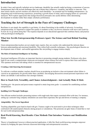 Teaching the Art of Strength in the Face of Service Difficulties