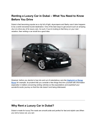 Renting a Luxury Car in Dubai – What You Need to Know Before You Drive