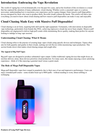 Cloud Chasing Made Easy with Massive Puff Disposables!