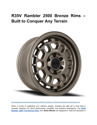 R35V Rambler 2500 Bronze Rims – Built to Conquer Any Terrain