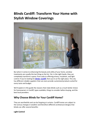Blinds Cardiff Transform Your Home with Stylish Window Coverings