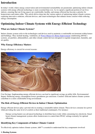 Optimizing Indoor Climate Systems with Energy-Efficient Technology