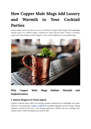 How Copper Mule Mugs Add Luxury and Warmth to Your Cocktail Parties