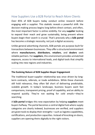 How Suppliers Use a B2B Portal to Reach More Clients
