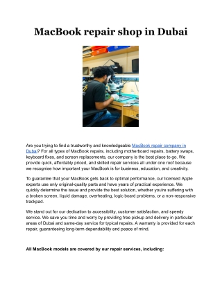 MacBook repair shop in Dubai