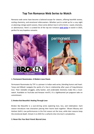 Top Ten Romance Web Series to Watch