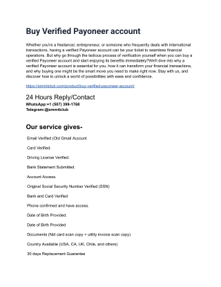 Top 07 Place To Buy Verified Payoneer account in this year